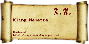 Kling Nanetta névjegykártya