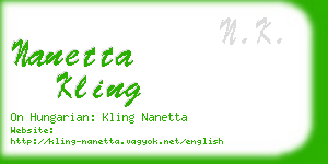nanetta kling business card